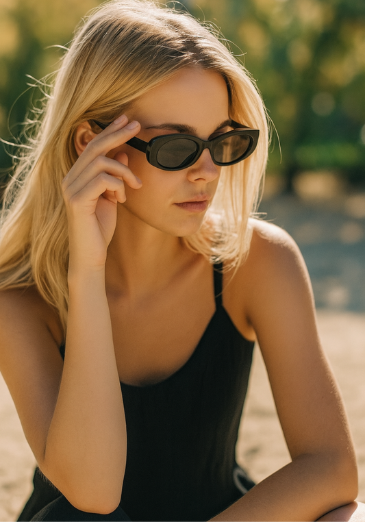 Jet Black Oval Shades